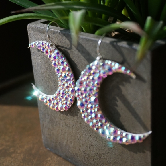 "Luna" Moon Earrings - Picture 3 of 3